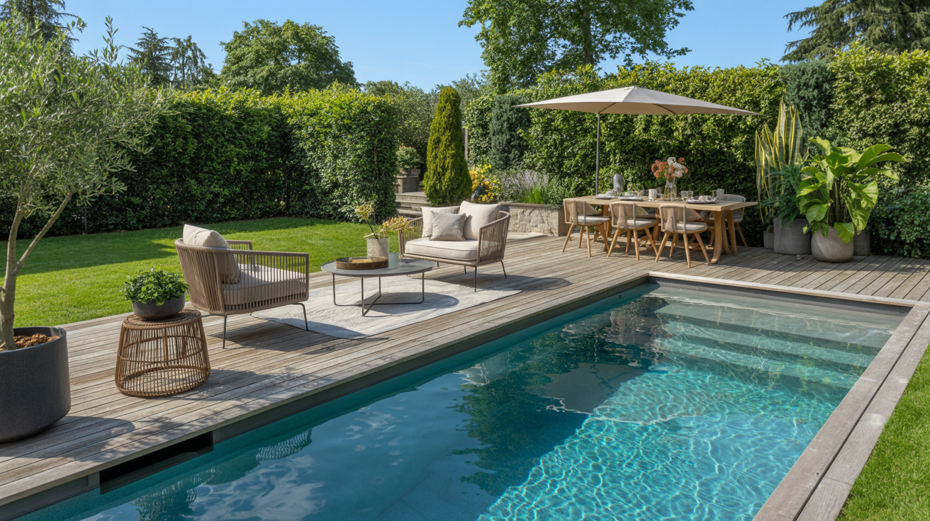 pool deck wood rectangle