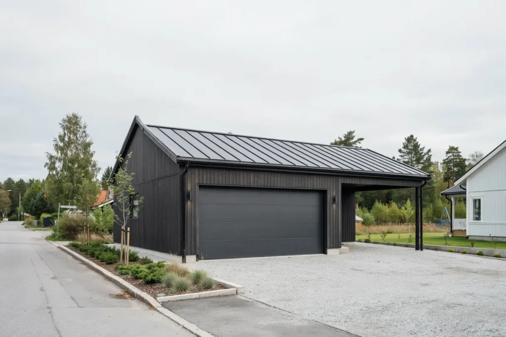 nybyggnation av garage med integrerad carport i malmberga kungs r